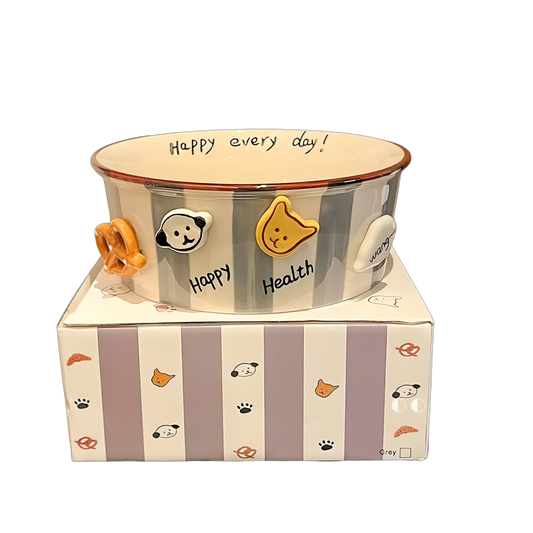 وعاء سيراميكي مخطط لطيف للوجبات الخفيفة