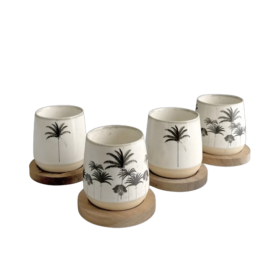 مجموعة أكواب سيراميك على شكل شجرة نخيل