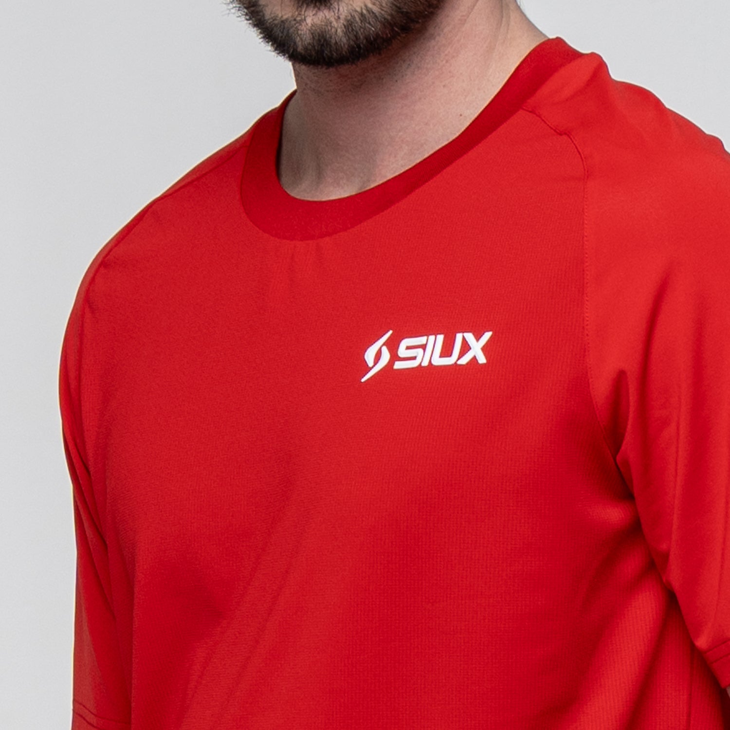 SIUX Match Red Shirt detail - Onyx & Bloom Sports