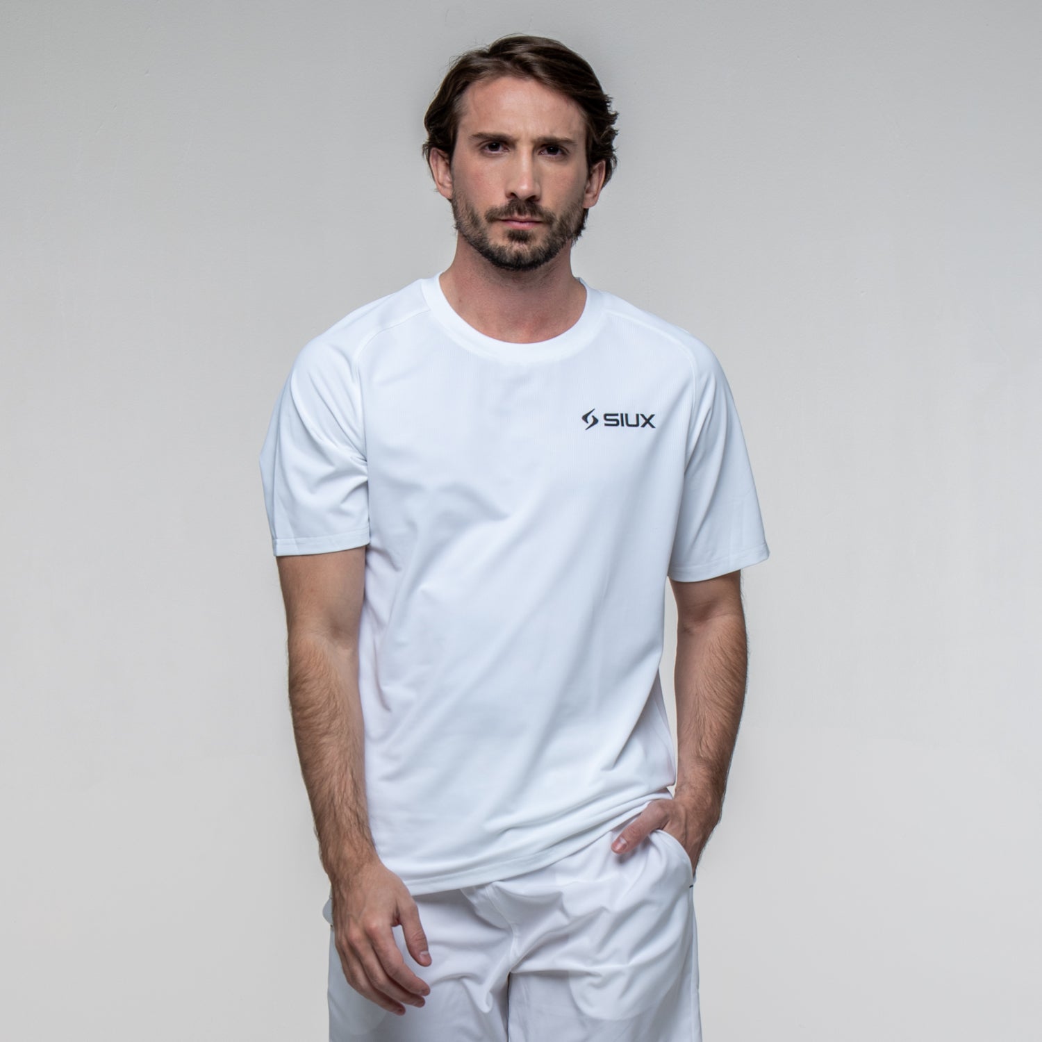 SIUX Match 2026 Men's Padel Shirt in White - Premium padel clothing - Onyx & Bloom