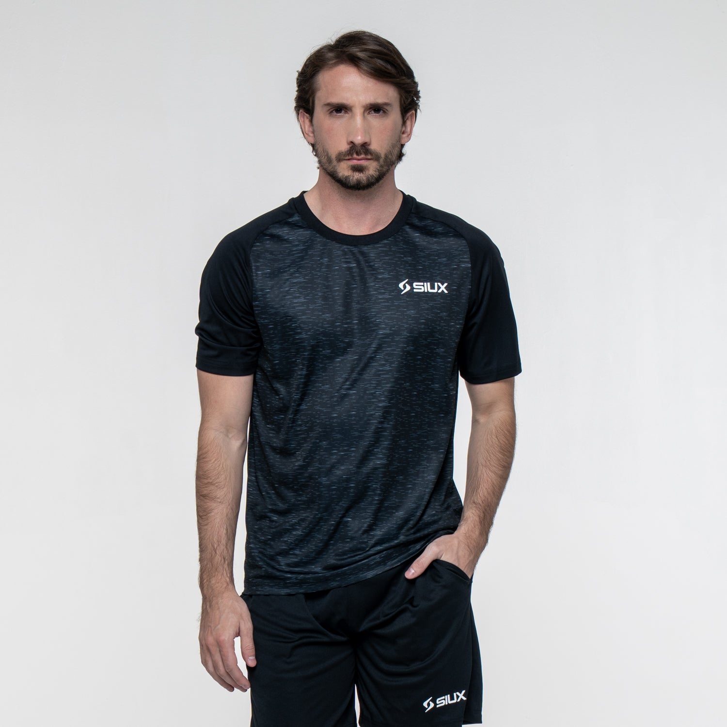 SIUX Club 2026 Men's Padel Shirt in Black - Premium padel clothing - Onyx & Bloom