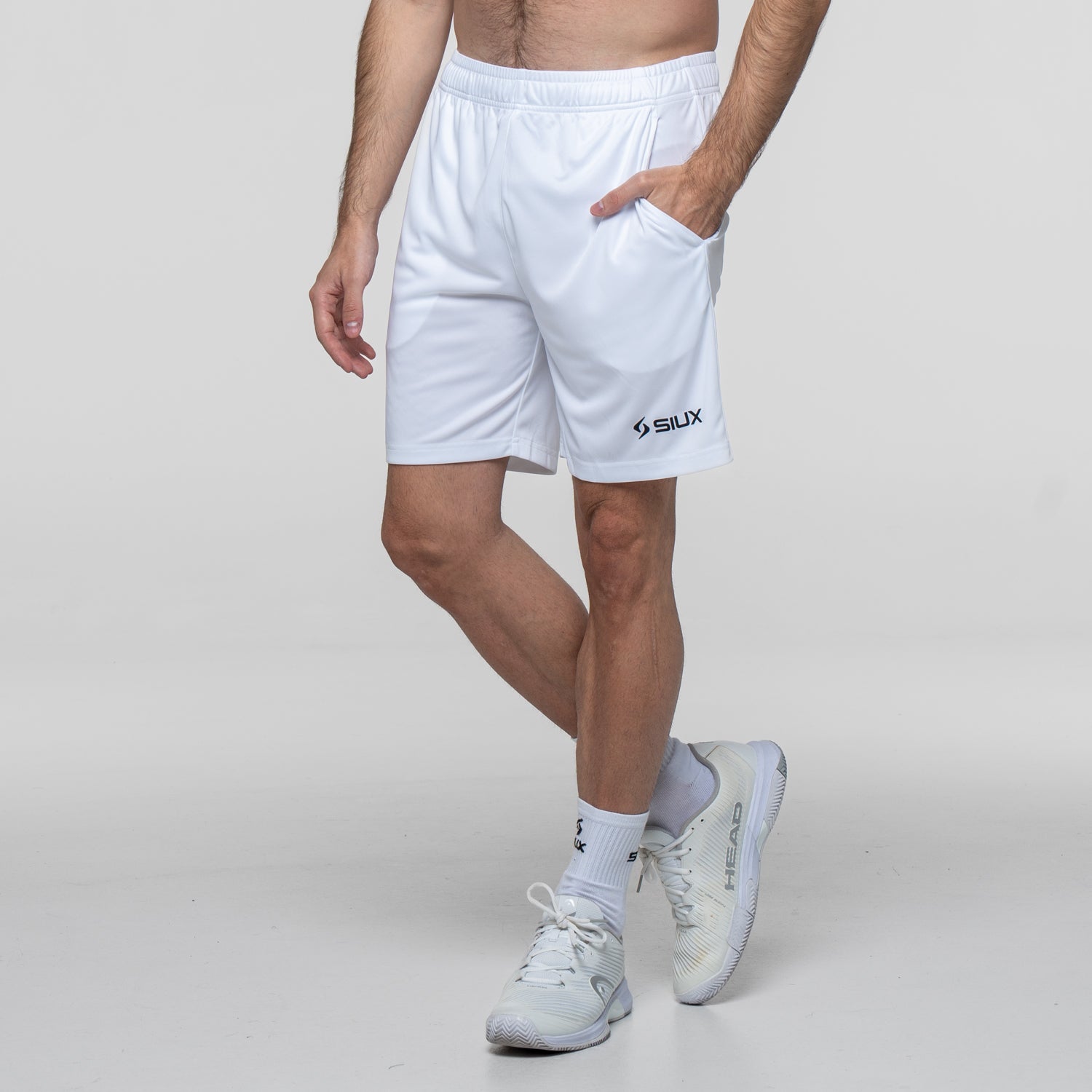 SIUX Club White Shorts detail - Onyx & Bloom Sports