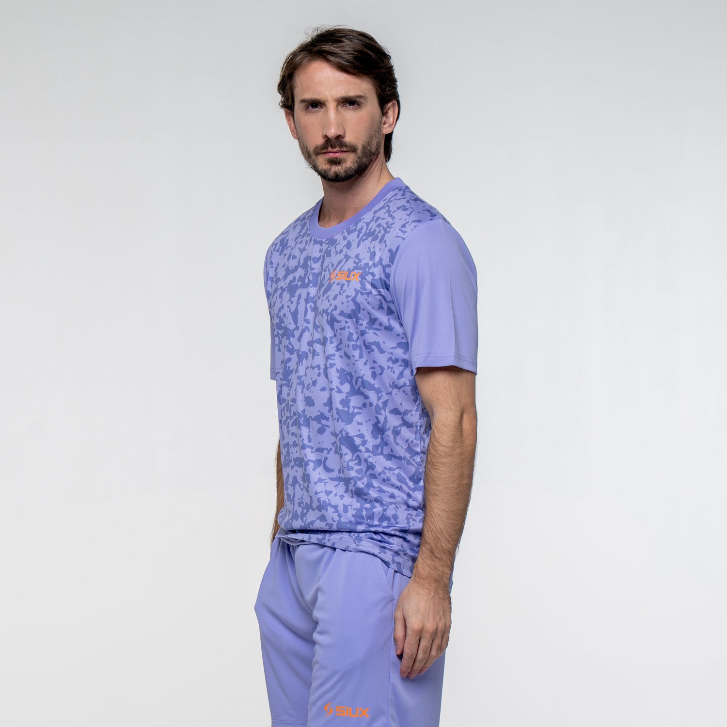SIUX Cyber Lilac Shirt model view - Onyx & Bloom Sports