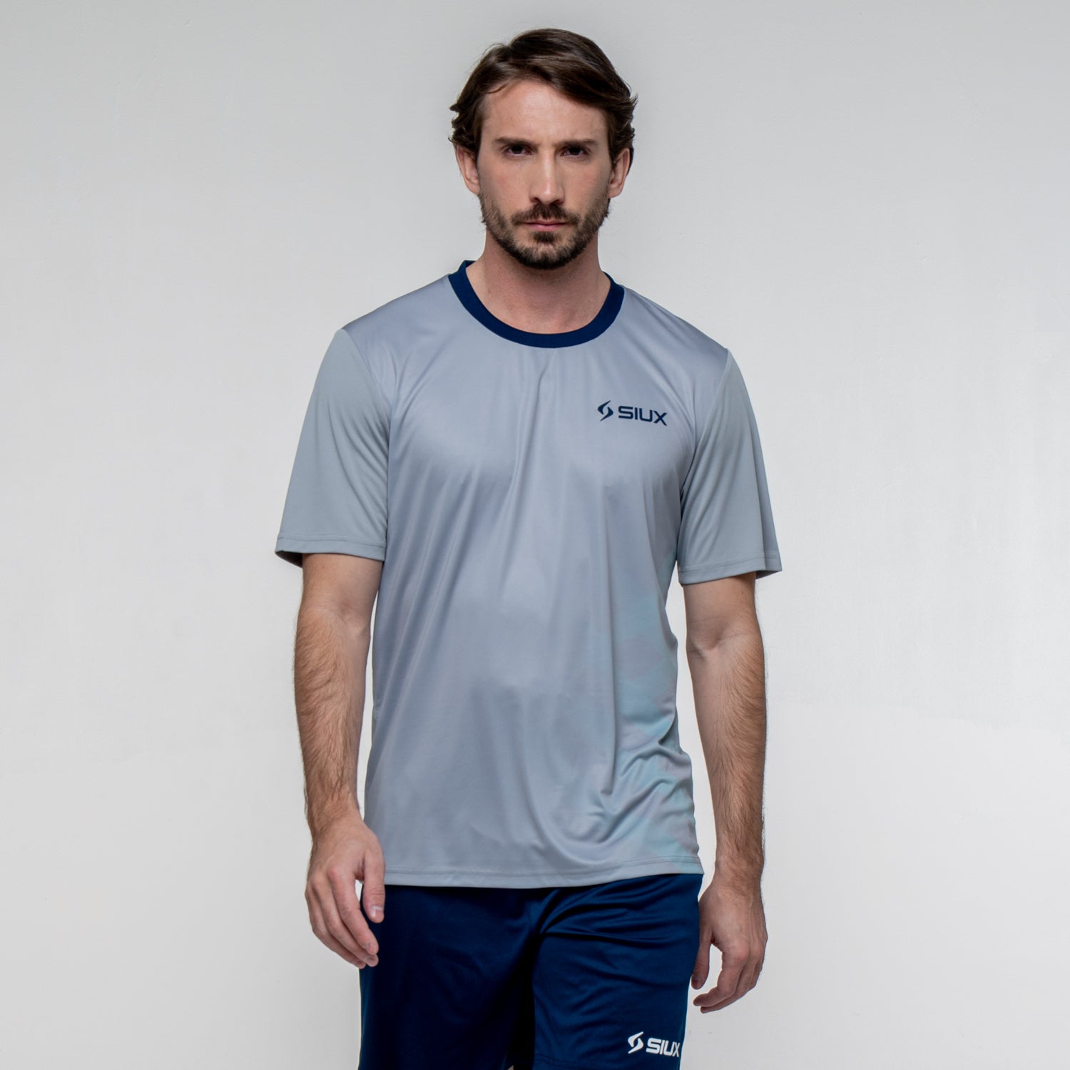 SIUX Wave Gray Shirt model view - Onyx & Bloom Sports
