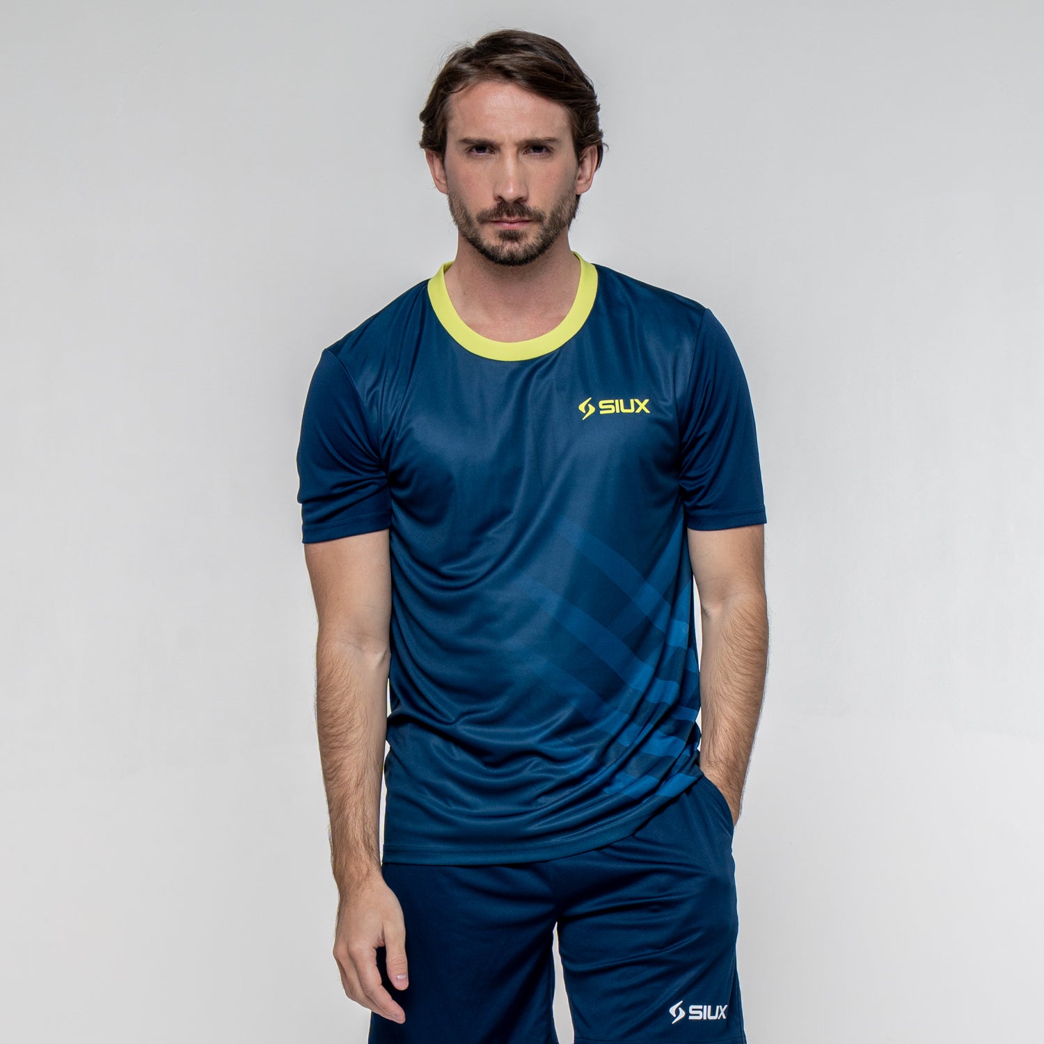 SIUX Wave 2026 Men's Padel Shirt in Marine - Premium padel clothing - Onyx & Bloom