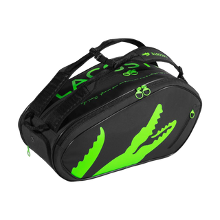 Lacoste L-Paletero 2026 Padel Racket Bag Black Green Main View - Onyx & Bloom Sports