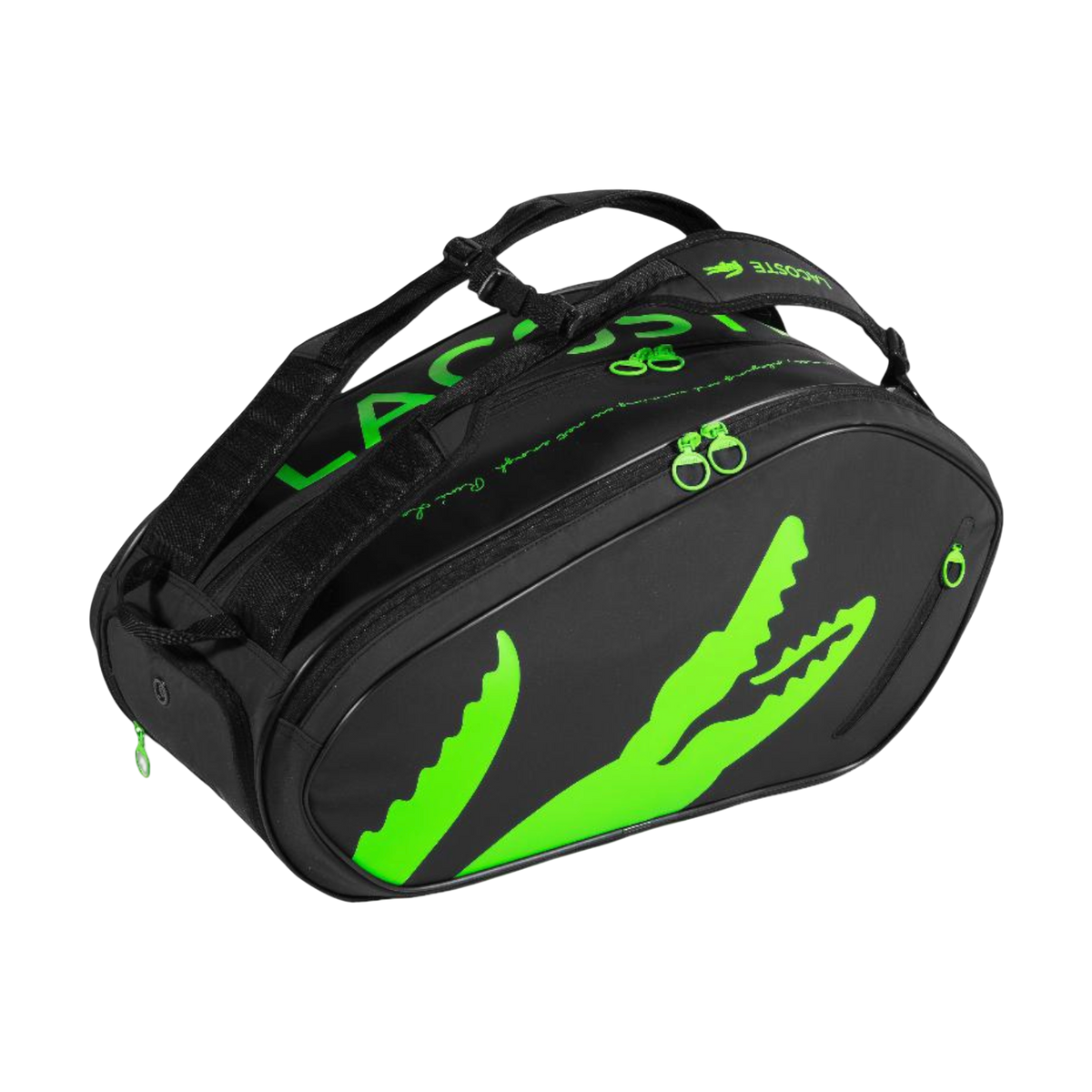Lacoste L-Paletero 2026 Padel Racket Bag Black Green Main View - Onyx & Bloom Sports