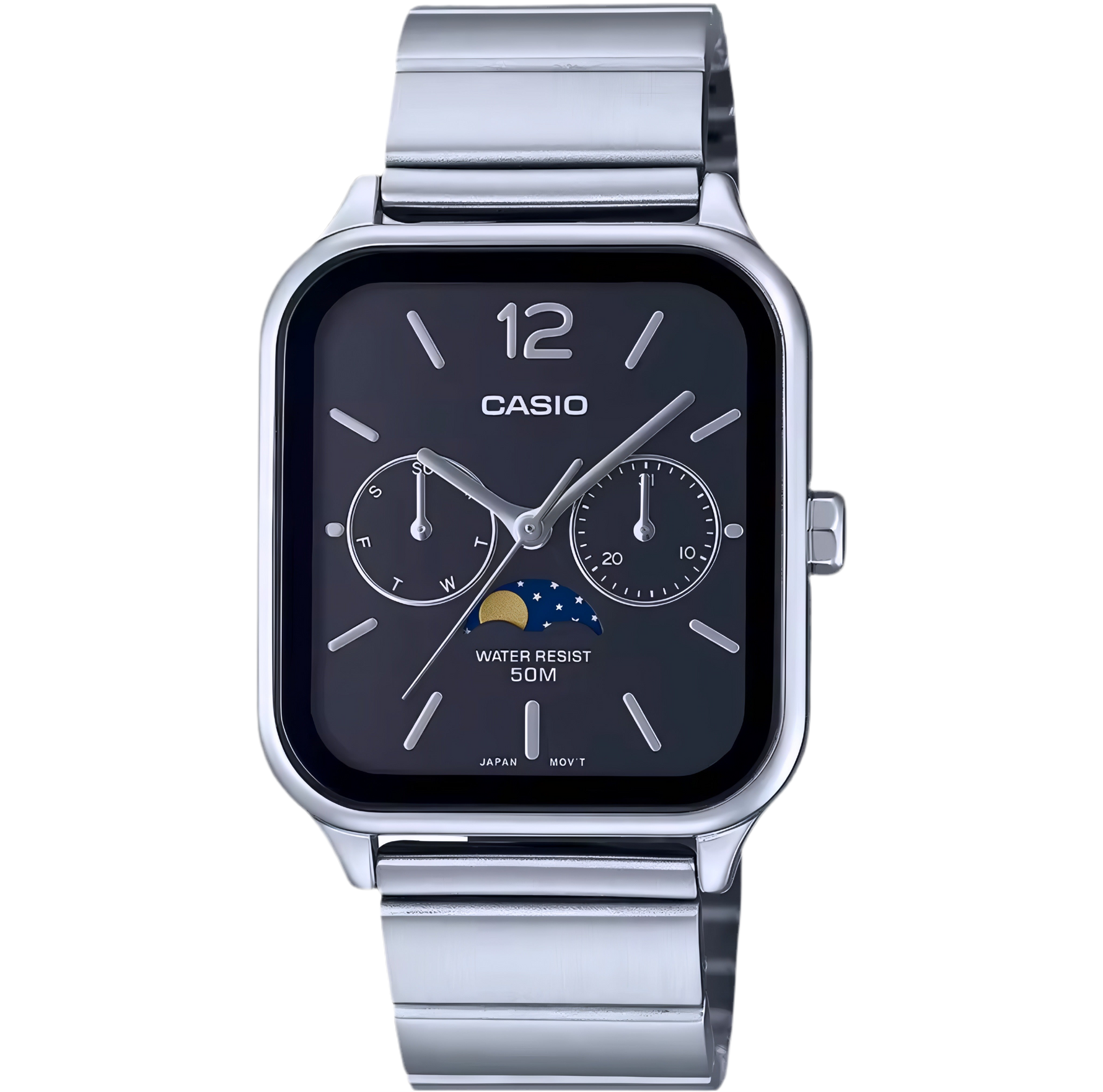 Casio Multi-Dial Square Analog Watch in Stainless Steel - Onyx & Bloom Boutique