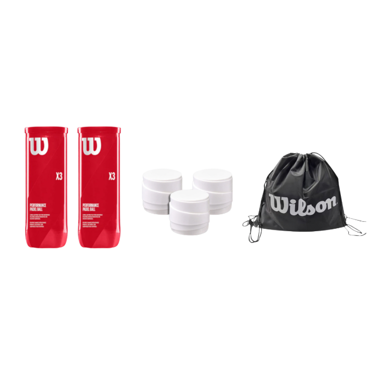Wilson Padel Set Bundle - Balls, Overgrips and Drawstring Bag - Onyx & Bloom
