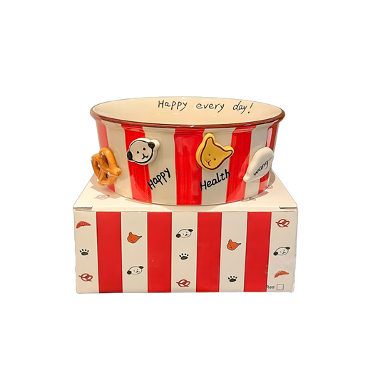 Cute Striped Ceramic Snack Bowl