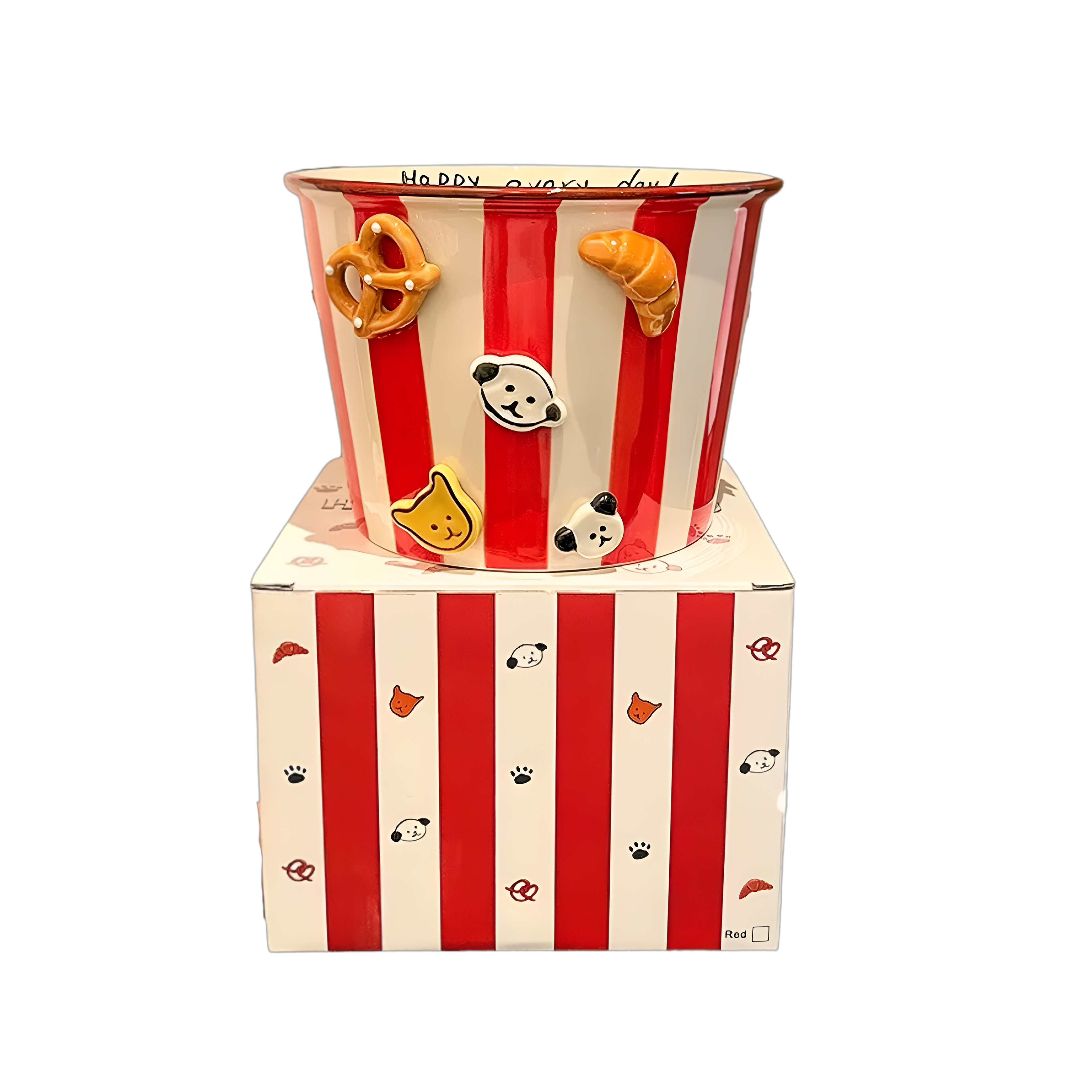 Cute Striped Ceramic Snack Bowl