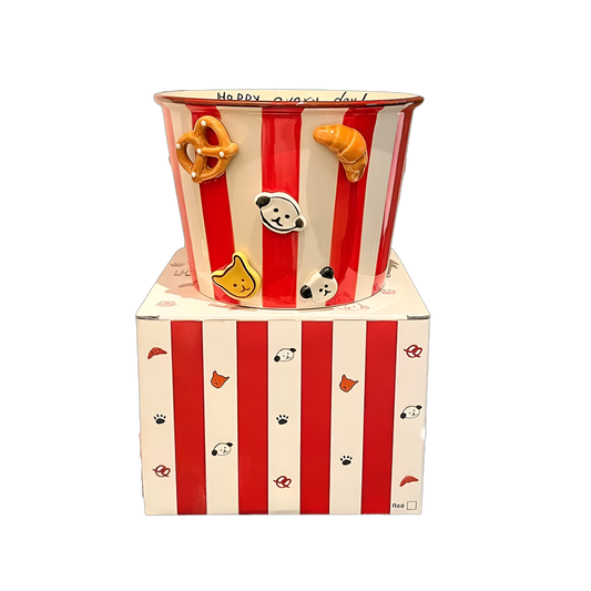 Cute Striped Ceramic Snack Bowl