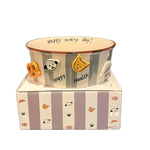 Cute Striped Ceramic Bowl side view - Onyx & Bloom Lifestyle