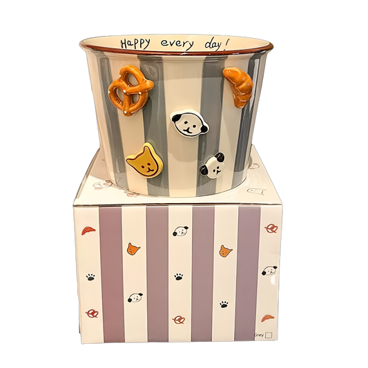 Cute Striped Ceramic Snack Bowl