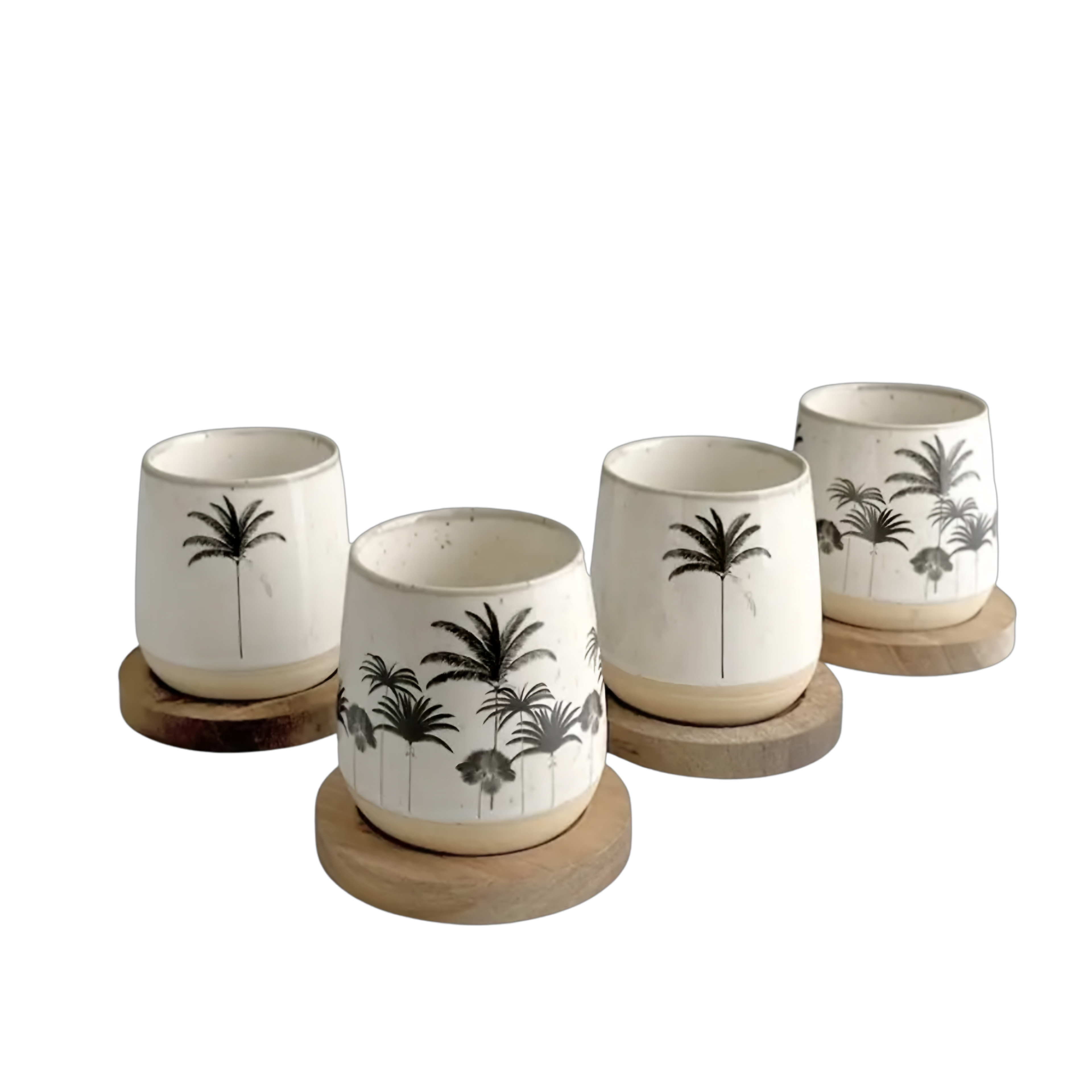 Palm Tree Ceramic Cup Set