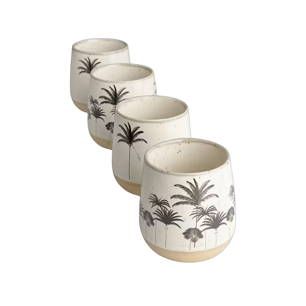Palm Tree Ceramic Cup Set