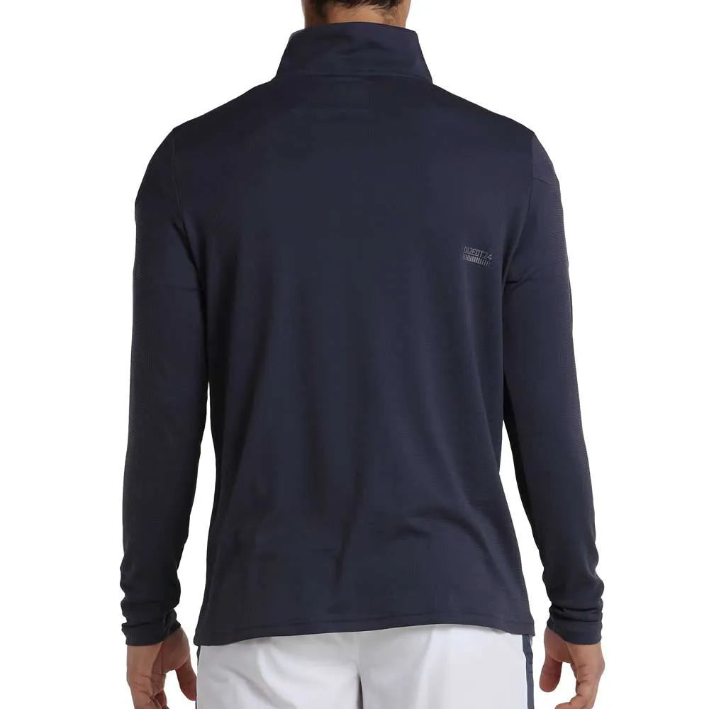 Bullpadel Nidio Long Sleeve T-Shirt Blue Shadow Front View Half Zipper Detail - Onyx & Bloom Sports
