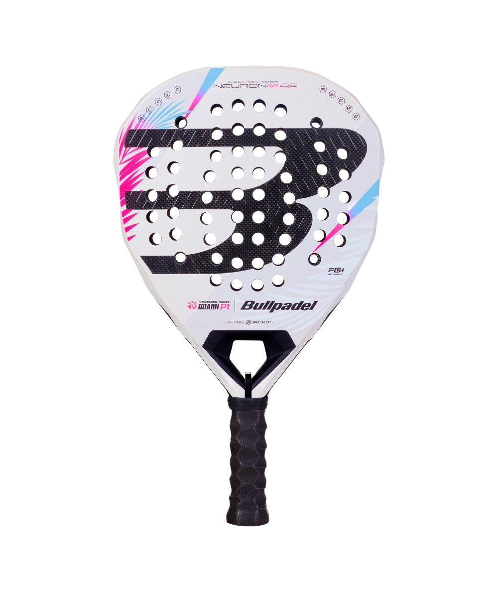 Bullpadel Neuron 02 Edge Miami 26 White Grip Detail - Onyx & Bloom Sports